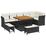 vidaXL Ensemble de canapé de jardin avec coussin 9 Pièces Noir et crème