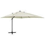 vidaXL Parasol déporté avec mât et lumières LED Sable 300 cm