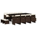 vidaXL Ensemble à manger de jardin avec coussins 13 Pièces marron rotin