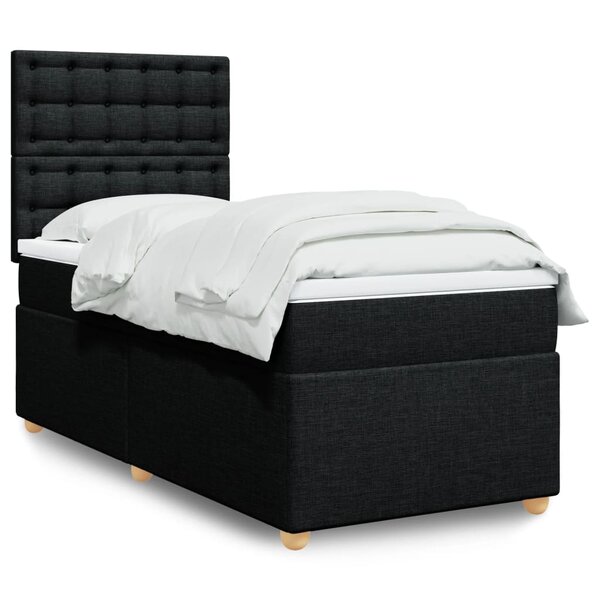 vidaXL Sommier à lattes de lit avec matelas Noir 90x190 cm Tissu
