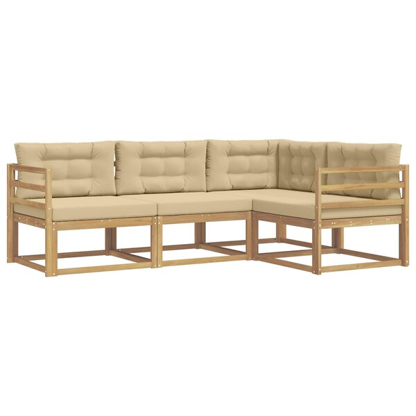 vidaXL Ensemble de canapés d'extérieur 3 Pièces Blanc et Beige Polyester