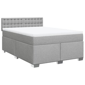 vidaXL Sommier à lattes de lit avec matelas Gris clair 140x200cm Tissu