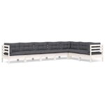 vidaXL Salon de jardin 7 Pièces avec coussins blanc bois de pin massif