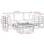 vidaXL Ensemble de canapé de jardin avec coussin 5 Pièces Noir Aluminium