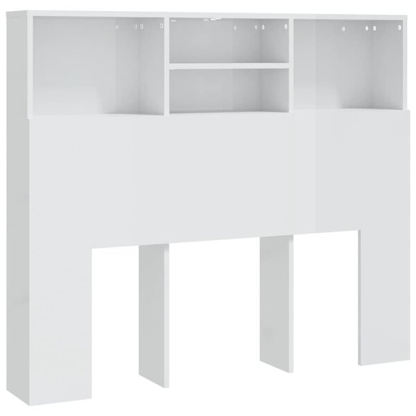 vidaXL Armoire de tête de lit Blanc brillant 120x19x103 5 cm