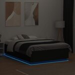 vidaXL Cadre de lit avec LED sans matelas noir 135x190 cm