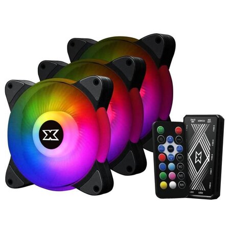 XIGMATEK Galaxy III Essential BX120 ARGB Noir (Pack 3) - Ventilateur 120mm A-RGB pour boitier PC