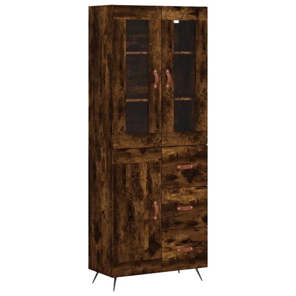 vidaXL Buffet haut Chêne fumé 69 5x34x180 cm Bois d'ingénierie