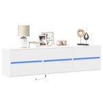 vidaXL Meuble TV mural avec LED blanc 180x31x45 cm
