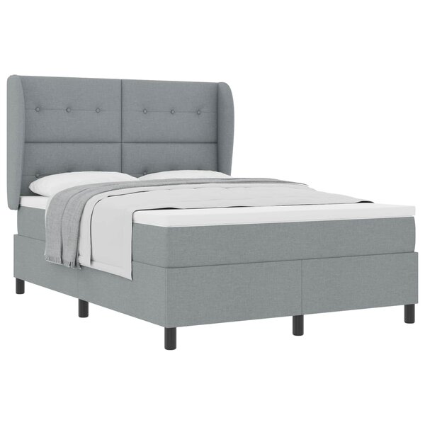 vidaXL Lit à ressorts avec matelas Gris clair 140 x 190 cm tissu