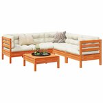 vidaXL Salon de jardin 6 Pièces avec coussins cire marron bois pin massif