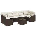 vidaXL Ensemble de canapé de jardin avec coussin 8 Pièces Marron et Crème