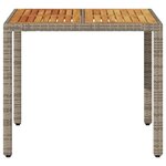 vidaXL Table de jardin et dessus en bois d'acacia gris résine tressée