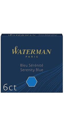 Waterman boite de 6 cartouches pour stylo plume  petit format  couleur bleu sérénité
