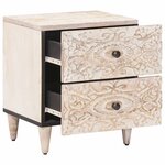 vidaXL Cabinet de chevet Blanc 40 x 33 5 x 46 cm Bois de mangue massif