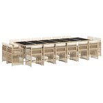 vidaXL Ensemble à manger de jardin et coussins 17 Pièces beige