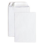 Lot de 250: pochette papier vélin blanc auto-adhésive sans fenêtre 260x330 mm