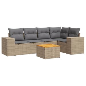 vidaXL Salon de jardin avec coussins 6 Pièces beige résine tressée