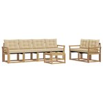 vidaXL Ensemble de canapés d'extérieur 7 Pièces Blanc et Beige