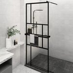 vidaXL Paroi de douche avec étagère Noir 80x195 cm Verre ESG&Aluminium