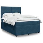 vidaXL Sommier à lattes de lit et matelas Bleu foncé 140x200cm Velours