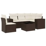 vidaXL Salon de jardin avec coussins 6 Pièces marron résine tressée