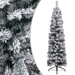 vidaXL Sapin de Noël mince pré-éclairé flocon de neige vert 120 cm PVC