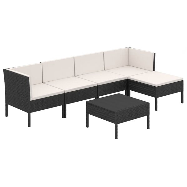 vidaXL Salon de jardin 6 Pièces avec coussins résine tressée noir