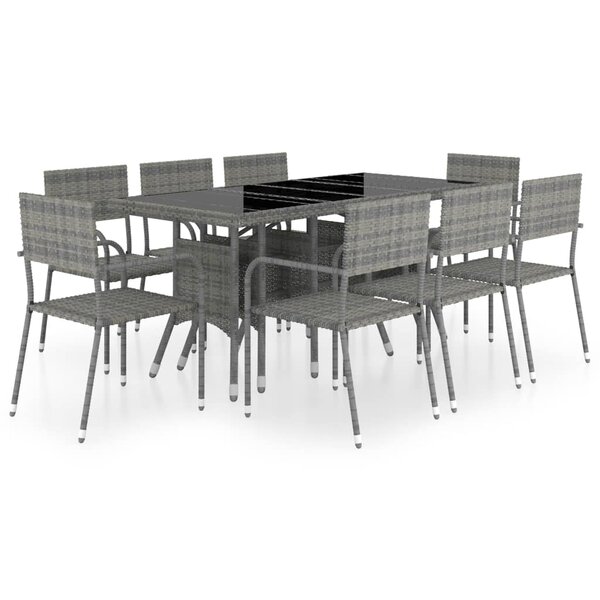 vidaXL Ensemble à manger de jardin 9Pièces Résine tressée Anthracite gris