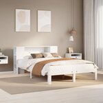 vidaXL Lit bibliothèque sans matelas blanc 135x190 cm bois pin massif