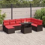 vidaXL Ensemble de canapé de jardin 9 Pièces Marron Poly rotin
