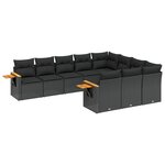 vidaXL Salon de jardin 10 Pièces avec coussins noir résine tressée