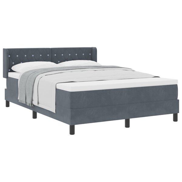 Lit à ressorts avec matelas vidaXL Gris foncé 140x200 cm Velours
