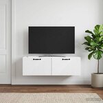 vidaXL Meuble TV mural Blanc 98 x 31 x 30 cm Bois d'ingénierie