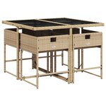 vidaXL Ensemble à manger de jardin avec coussins 5Pièces Beige poly rotin