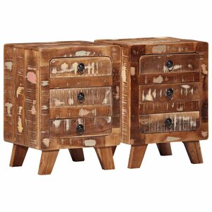 vidaXL Table de chevet 2 Pièces 37x32x50 cm bois massif de récupération