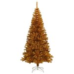 vidaXL Sapin de Noël artificiel avec support Doré 240 cm PET