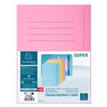 Paquet 50 Chemises Imprimées 3 Rabats Super 210 - 24x32cm - Rose - Exacompta