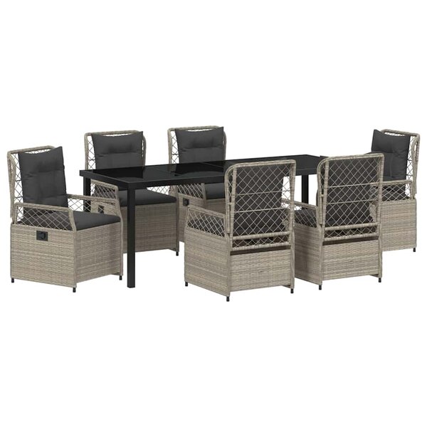 vidaXL Ensemble de salle à manger pour jardin 7 Pièces Gris clair