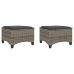 vidaXL Tabourets jardin coussins 2 Pièces gris 55x55x36 cm résine tressée