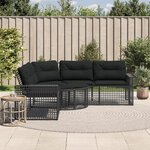vidaXL Canapé de jardin et coussins et repose-pied en forme de L rotin