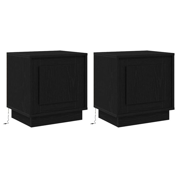 vidaXL Tables de chevet avec lumières LED 2 Pièces Chêne noir 44x34 5x45 cm
