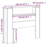 vidaXL Tête de lit Chêne fumé 120 x 16 5 x 103 5 cm Bois d'ingénierie