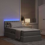 vidaXL Lit avec rangement et LED Gris clair 100 x 200 cm tissu