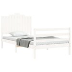 vidaXL Cadre de lit et tête de lit blanc 100x200 cm bois massif