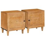 vidaXL Table de chevet 2 Pièces Marron clair 40 x 33 x 46 cm