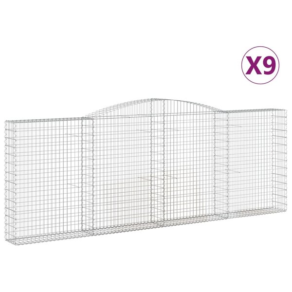 vidaXL Paniers à gabions arqués 9 Pièces 400x30x140/160 cm Fer galvanisé