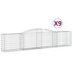 vidaXL Paniers à gabions arqués 9 Pièces 400x50x80/100 cm Fer galvanisé