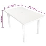 vidaXL Table de jardin Blanc 126 x 76 x 72 cm Plastique