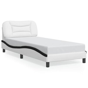 vidaXL Cadre de lit sans matelas Hvar blanc et noir 90x200 cm similicuir
